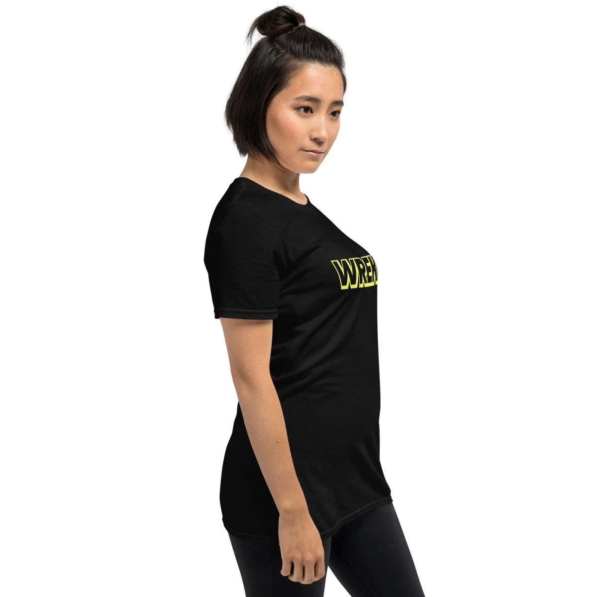 WREKD Yellow on Black Short-Sleeve Unisex Logo Tee - Image 6